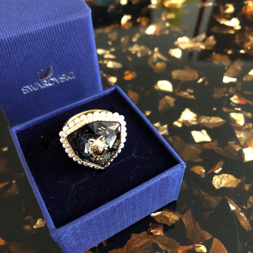Swarovski Magnetic gold-tone plated ring 52